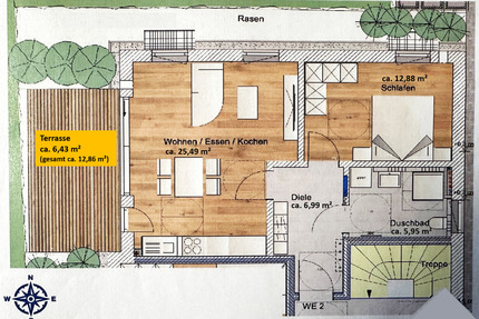 Erstbezug: Moderne 2-Zimmer-Wohnung mit Terrasse und Gartenanteil