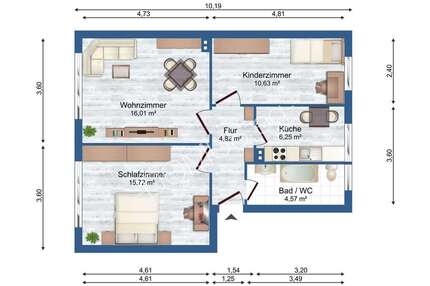 Renovierte 3 Zimmer Wohnung zu vermieten.